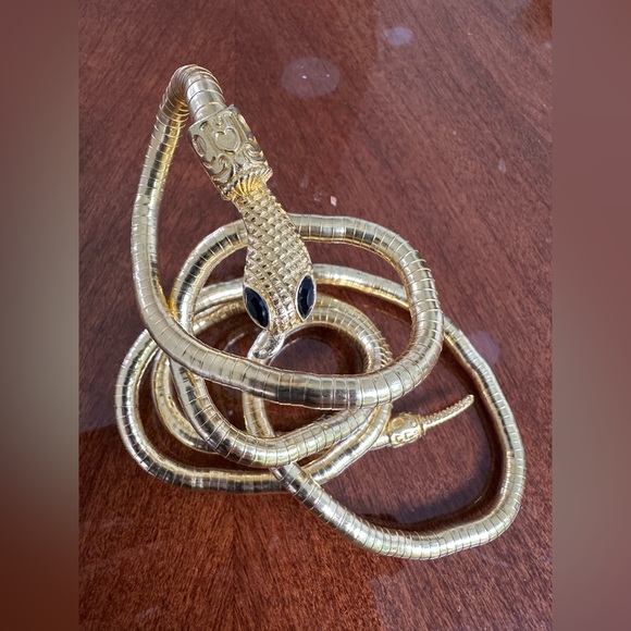 Metal Adjustable Gold Color, flexible Snake Necklace, bracelet, hair accessory - Picture 3 of 5